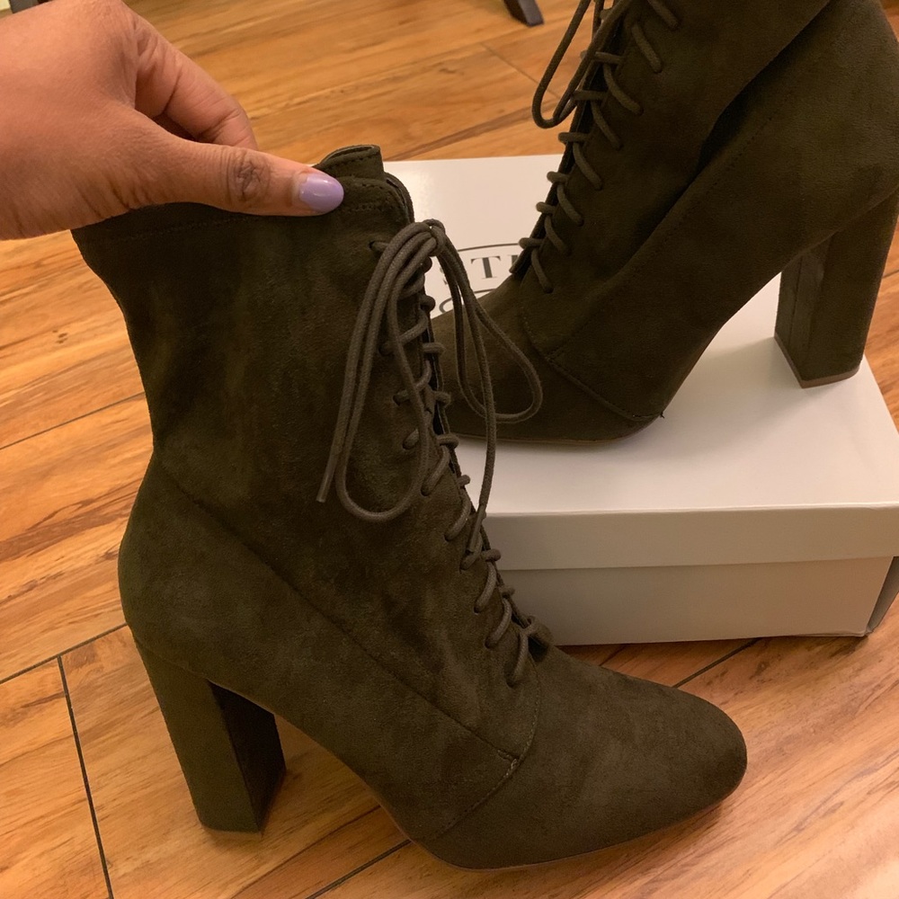 Steve Madden Elley Heeled Boots - Olive Green